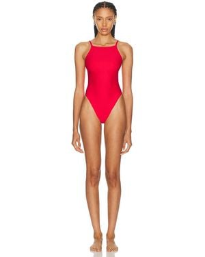 Skims Iconic Swim High Neck One Piece Swimsuit - Red