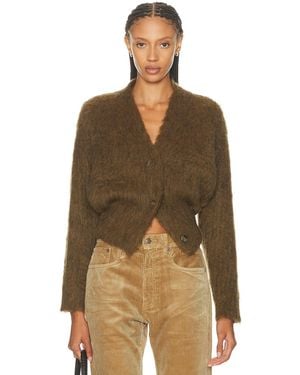 R13 Split Hem Ribbed Cardigan - Brown