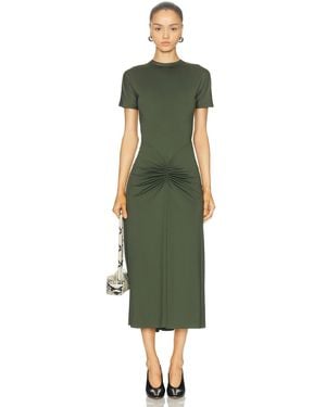 Victoria Beckham Gathered Waist T-Shirt Midi Dress - Green