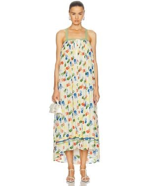 Bode Flower Stamp Dress - Metallic