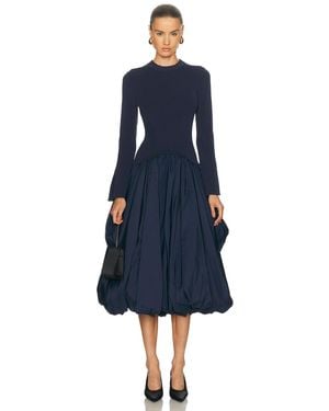 Jonathan Simkhai Kenlie Long Sleeve Neck Midi Dress - Blue