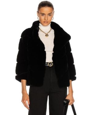 Yves Salomon Rex Rabbit Band Jacket - Black