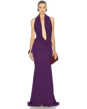 Alex Perry Halter Drape Gown - Purple