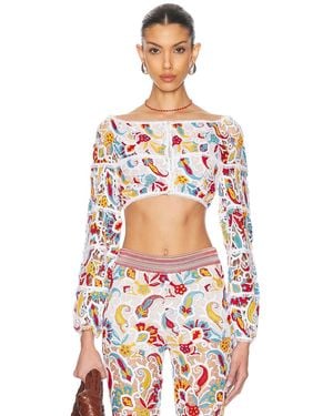 Etro Long Sleeve Cropped Top - Red