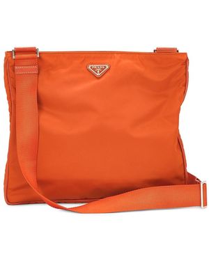 Prada Tessuto Flat Messenger Bag - Orange