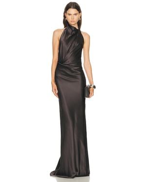 The Sei Halter Drape Bias Gown - Black