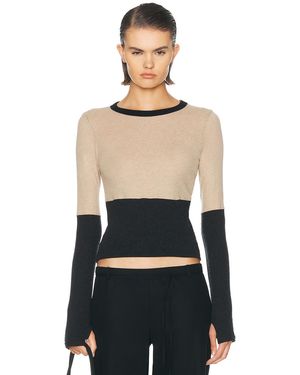 Enza Costa Cashmere Jersey New Classic Block Crewneck Top - Black