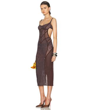 The Attico Midi Lace Dress - Brown