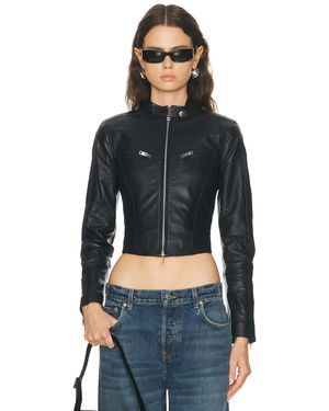GRLFRND Danica Leather Racer Jacket - Blue