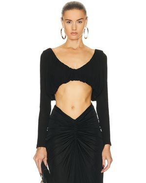 Saint Laurent Draped V-neck Top - Black