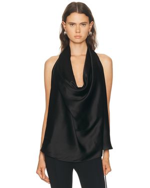 Wardrobe NYC Satin Halter Blouse - Black