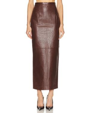 The New Arrivals Ilkyaz Ozel Raja Leather Skirt - Brown