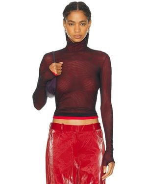 Priscavera Turtleneck Long Sleeve Top - Red