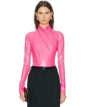 Mugler Long Sleeve High Neck Bodysuit - Red