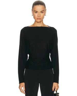Enza Costa Tissue Cashmere Dolman Sweater - Black