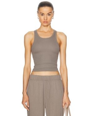 ÉTERNE High Neck Fitted Tank Top - Natural