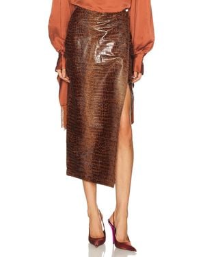 ROWEN ROSE Wrap Maxi Skirt - Brown
