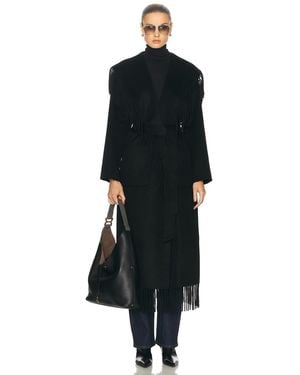 Jonathan Simkhai Carrie Fringe Robe Coat - Black