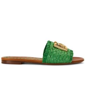 Dolce & Gabbana Raffia Flat Slide - Green