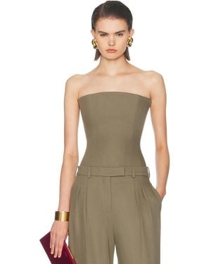 Alex Perry Strapless Longline Corset Top - Green