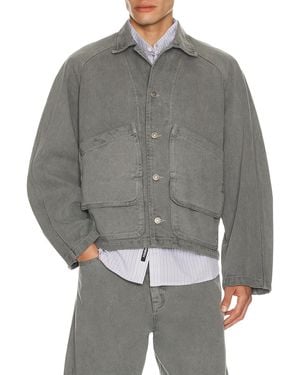 LE17SEPTEMBRE Garment Dyed Denim Hunting Jacket - Gray