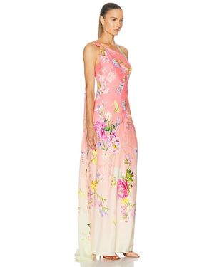 abira one shoulder long dress Hemant & Nandita Abira One Shoulder Maxi Dress in Pink