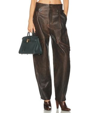 Ralph Lauren Distressed Moto Leather Cargo Pant - Black