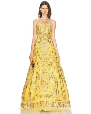 Carolina Herrera Embellished Strapless Gown - Yellow