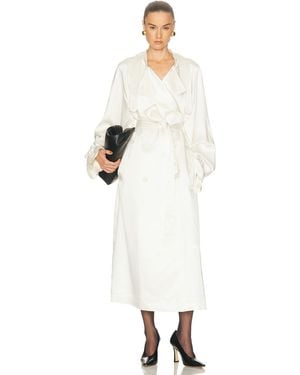 TOTEME Draped Satin Trench Coat - White