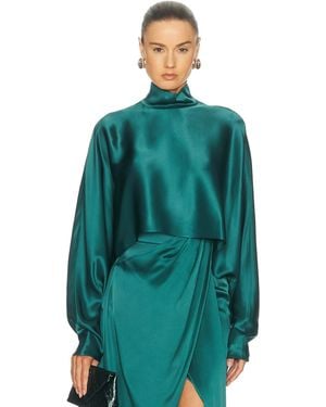 LAPOINTE Satin Caftan Top - Blue