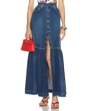 Dolce & Gabbana Button Front Denim Maxi Skirt - Blue