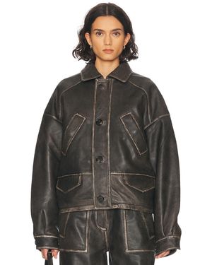 【関税込み】Saks Potts シルバー Miami レザーコート Silver Miami Leather Coat by Saks Potts on Sale