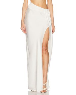 LAPOINTE Lightweight Satin Asymmetric Skirt - White