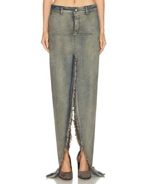 Rick Owens Denim Sliced Skirt - Green