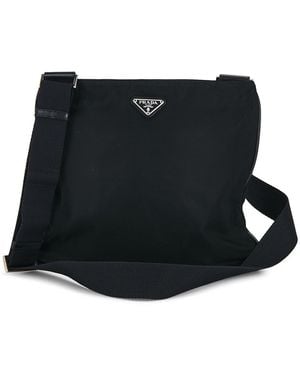 Prada Tessuto Flat Messenger Bag - Black