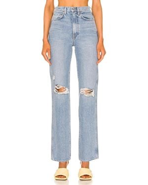 GRLFRND Sara Super High Rise Slim Straight Jeans - Blue