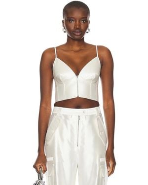 Christopher John Rogers Zip Front Bralette Top - White