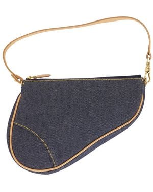 Dior Denim Pochette Saddle Bag - Blue