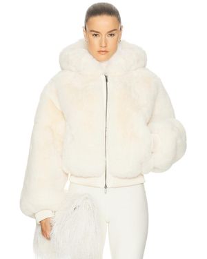 Skims Ski Faux Fur Shrunken Zip Up Jacket - White