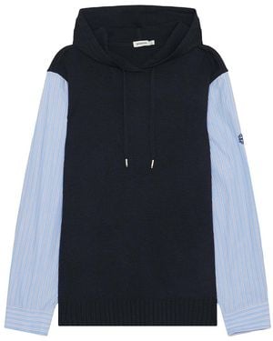 Jonathan Simkhai Adonis Knit Woven Combo Hoodie - Blue