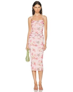 PATBO Orchid Bloom Chiffon Midi Dress - Pink