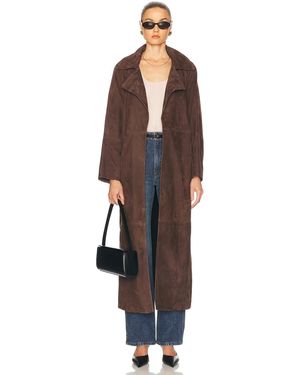 Nour Hammour Althea Belted Suede Coat - Brown