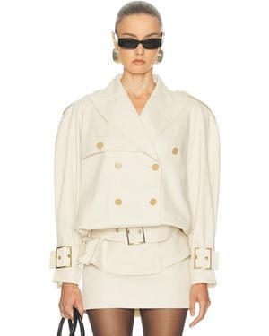 ROWEN ROSE Faux Leather Belted Jacket - Natural