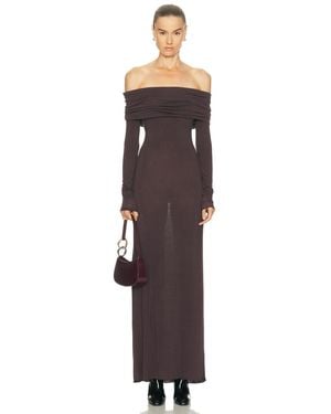 Skims Sheer Modal Off Shoulder Long Dress - Purple