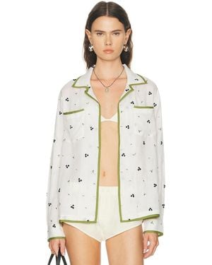 Bode Blackberry Patch Long Sleeve Top - Natural