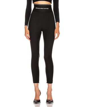 Alexander Wang Logo Waist Wool Twill Leggings - Black