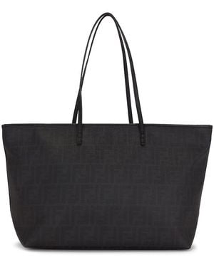 Fendi Zucca Spalmati Roll Tote Bag - Black