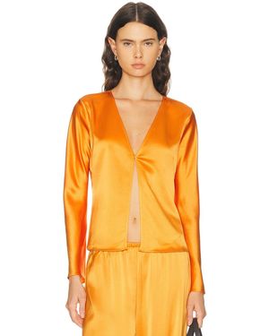 Leset Barb Button Long Sleeve Top - Orange