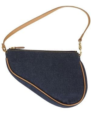 Dior Denim Vintage Saddle Bag - Blue