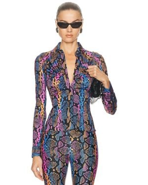 Versace Python Print Top - Blue
